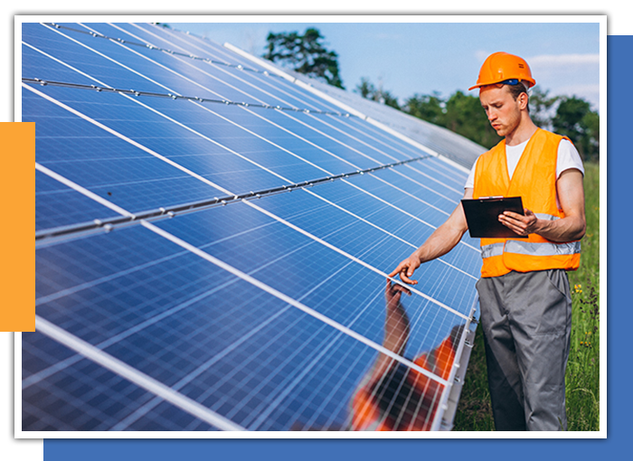 image of a person inspecting a panel