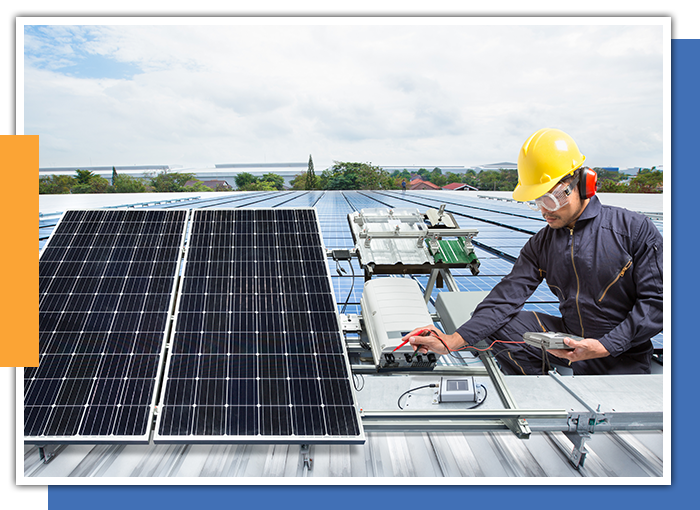 Image of an expert working on a solar panel