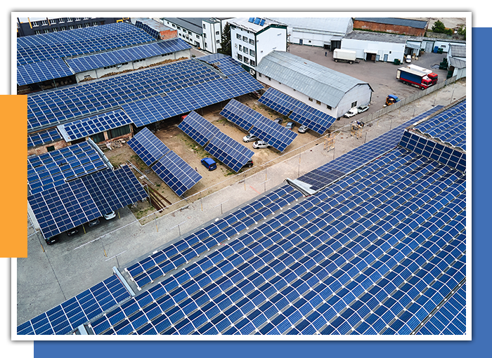image of a factory with solar panels