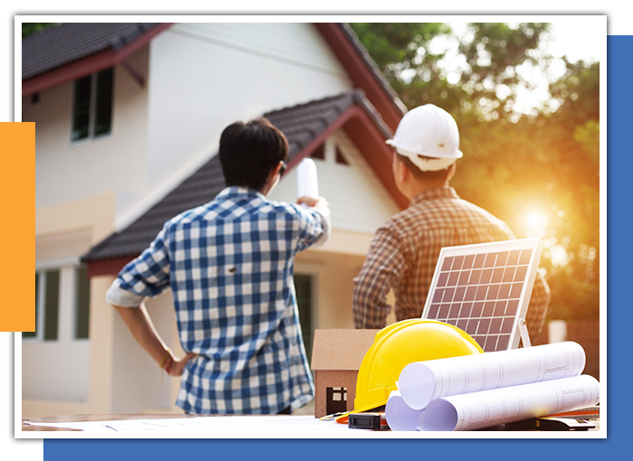 Image of people looking at a house roof