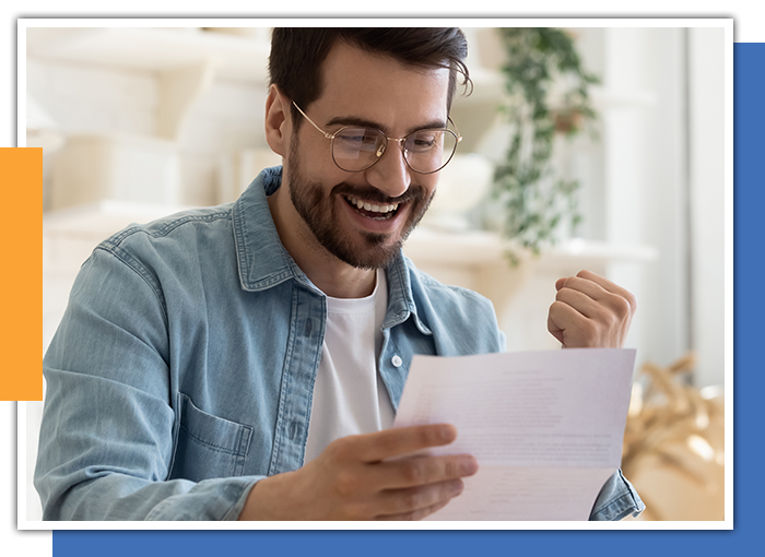 Image of a man excited about tax savings