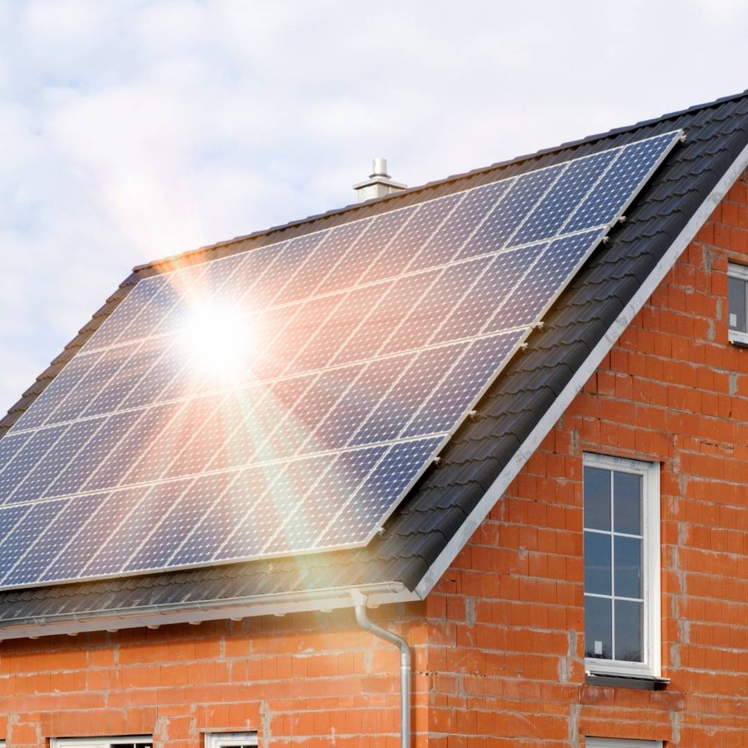 Solar panels on a residential roof