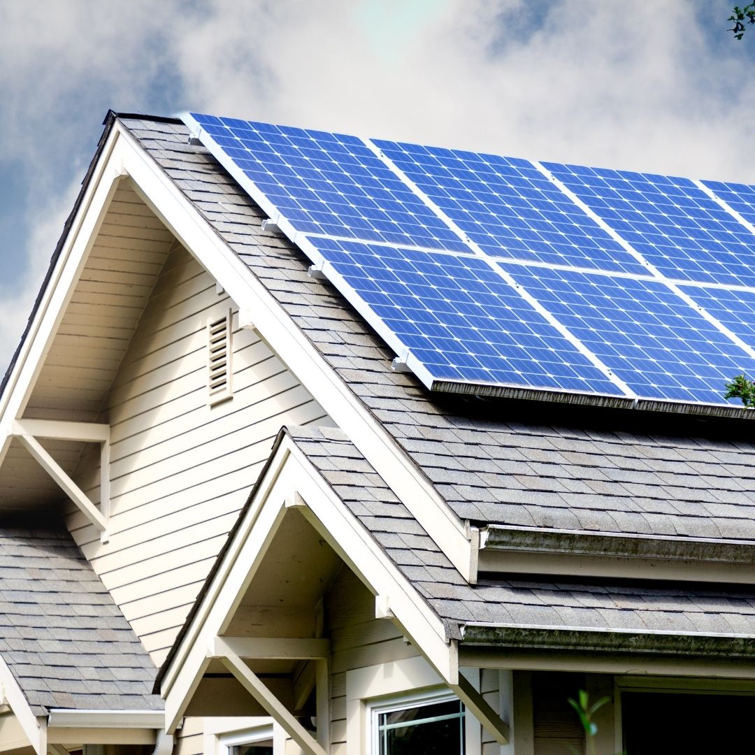 solar panels on white house