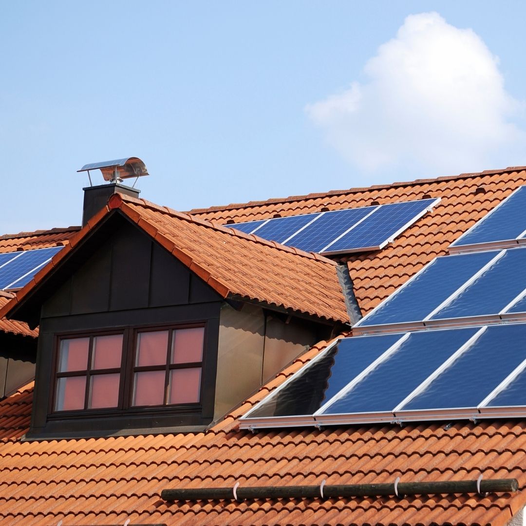 solar panels on orange roof