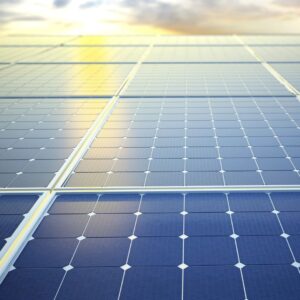 Solar panel reflecting the sun
