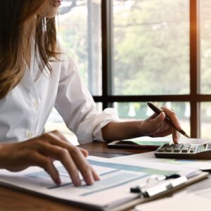 Woman working on her finances