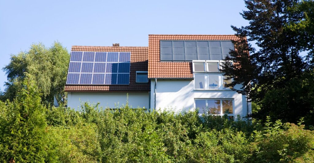 Home with solar panels