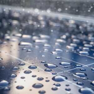 raindrops on a solar panel