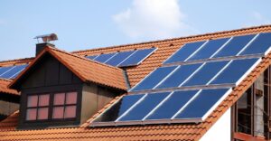solar panels on a red tile roof