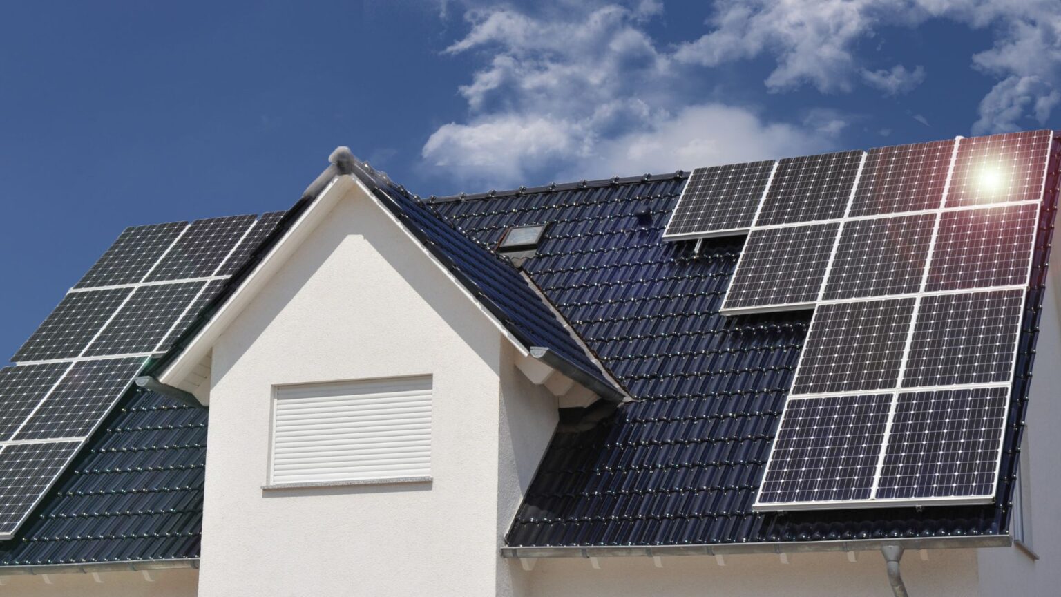 solar panels on modern home