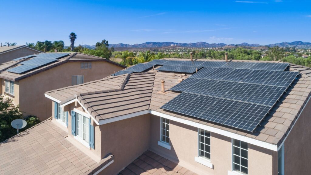 A home with rooftop solar panels