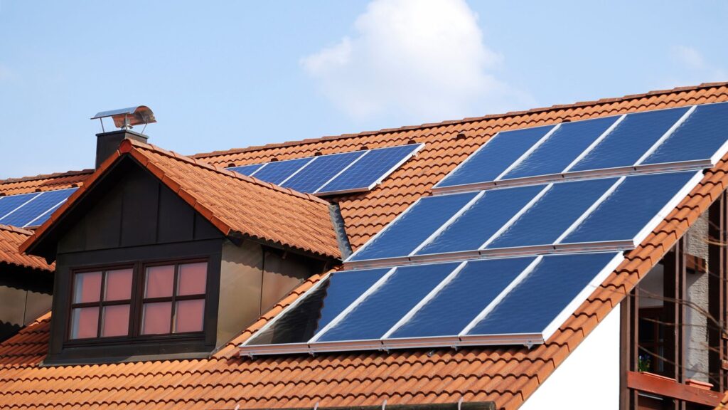 tile roof with solar panels