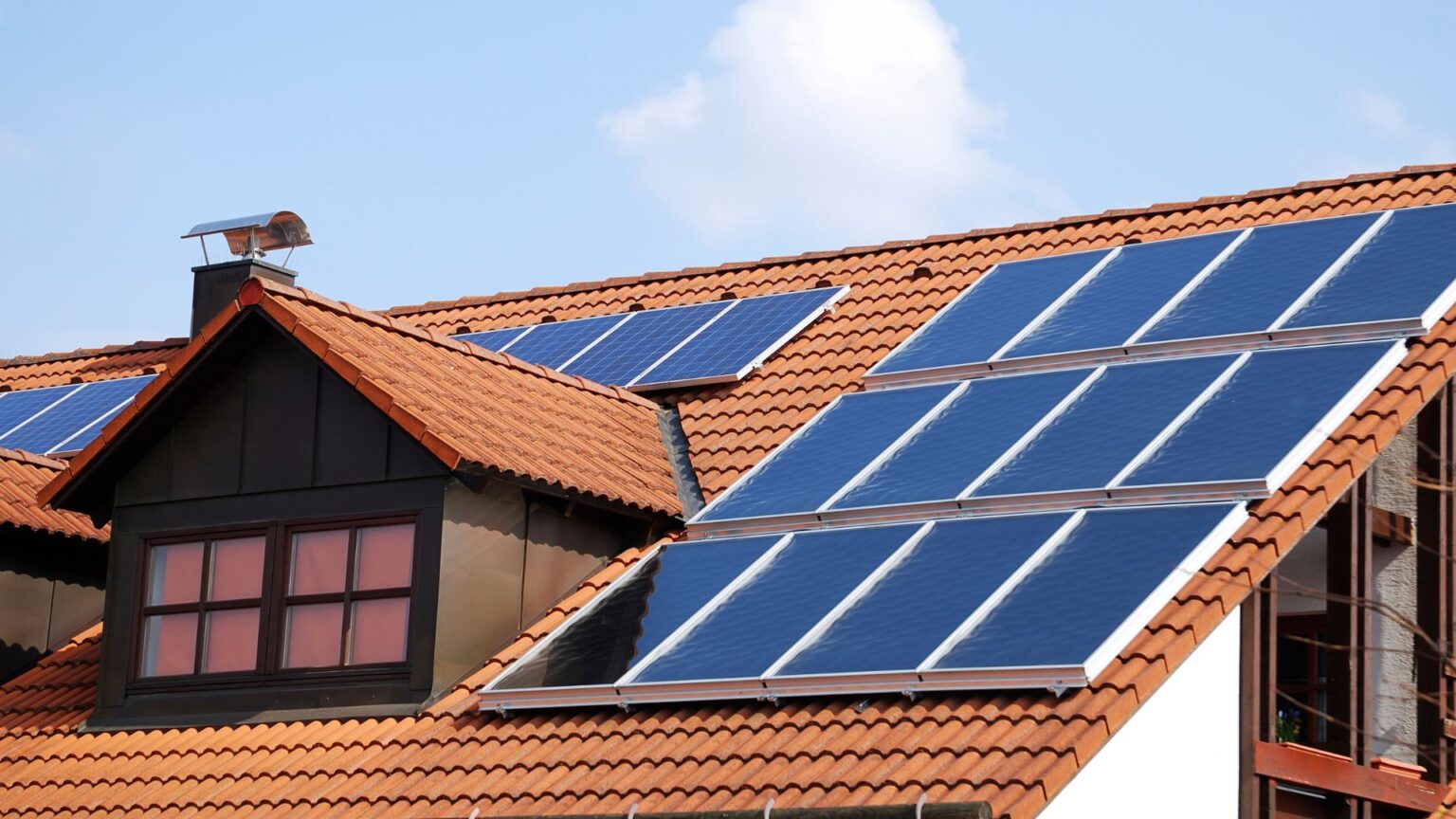 tile roof with solar panels