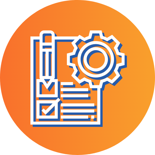 Icon of checklist and gear