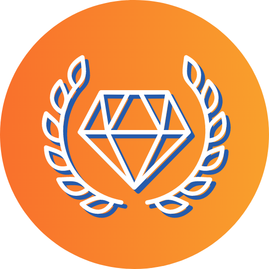 Icon of diamond surrounded by laurel