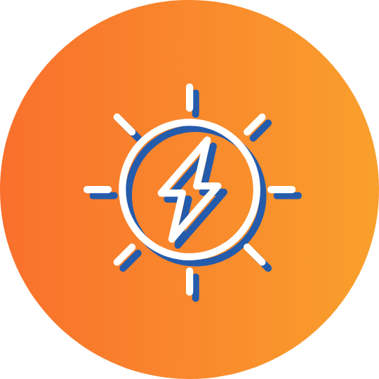 Icon of sun with lightning icon inside