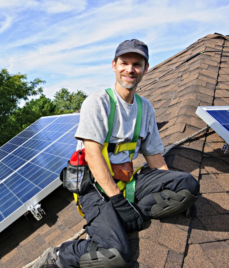 smiling solar worker