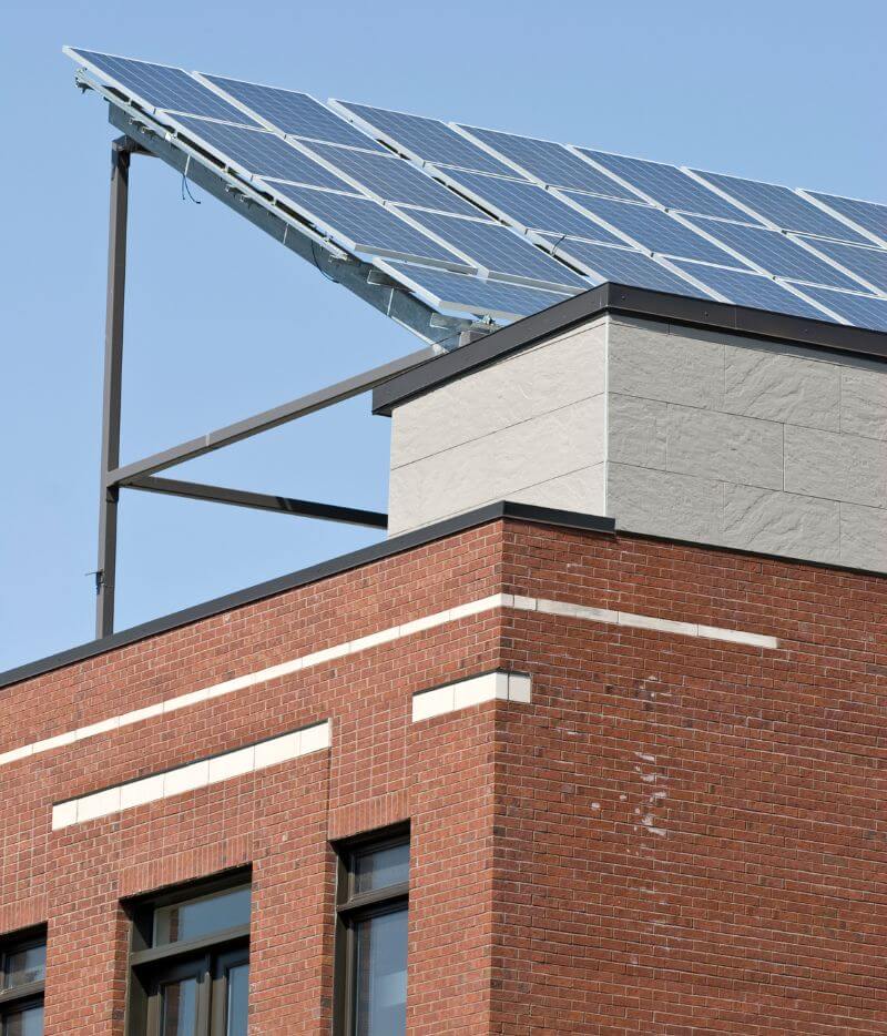 building with solar panel on roof