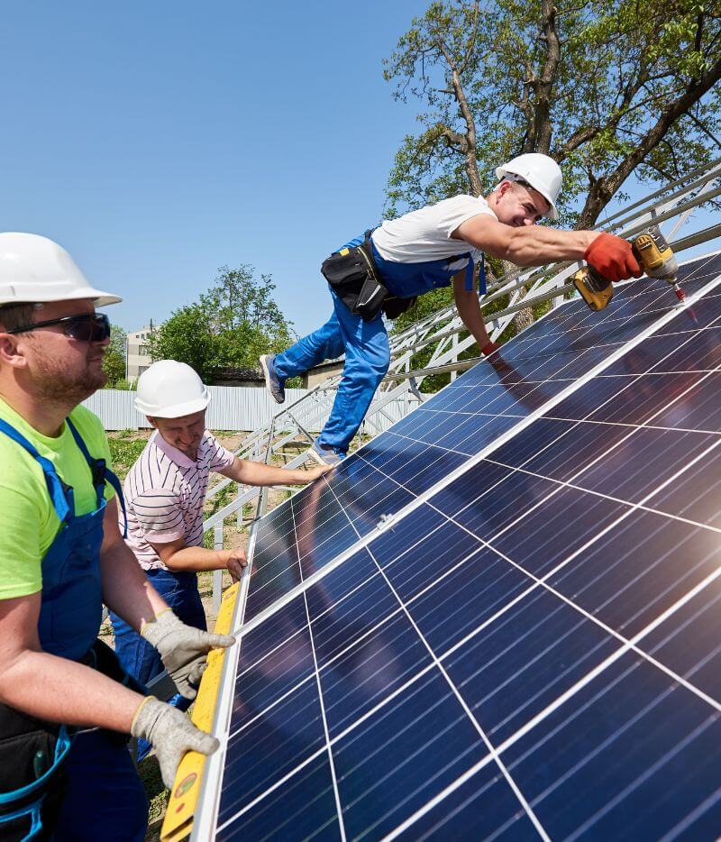 people installing solar panel