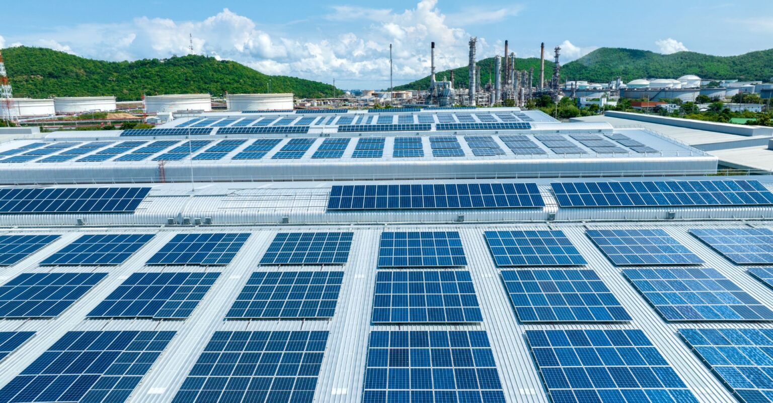 solar panels on a warehouse