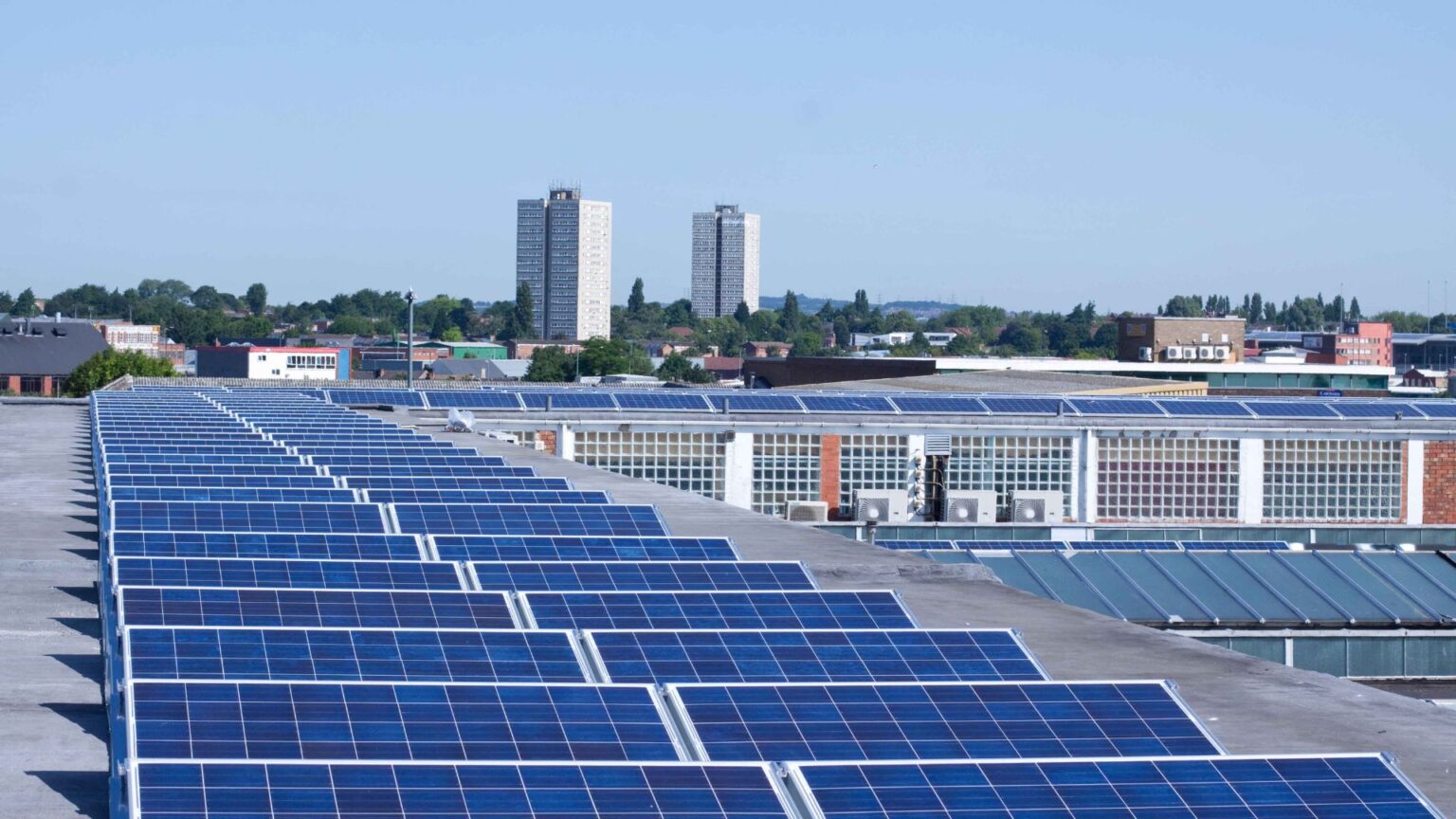 A group of solar panels on a roof