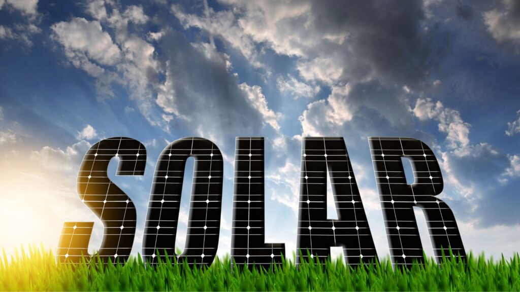 the word solar made of solar panels