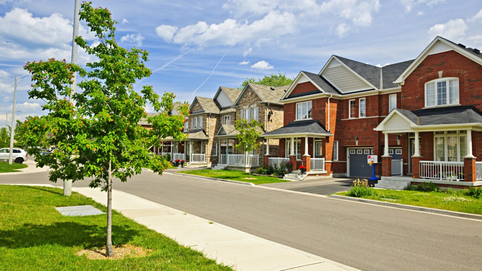 a row of houses on a street