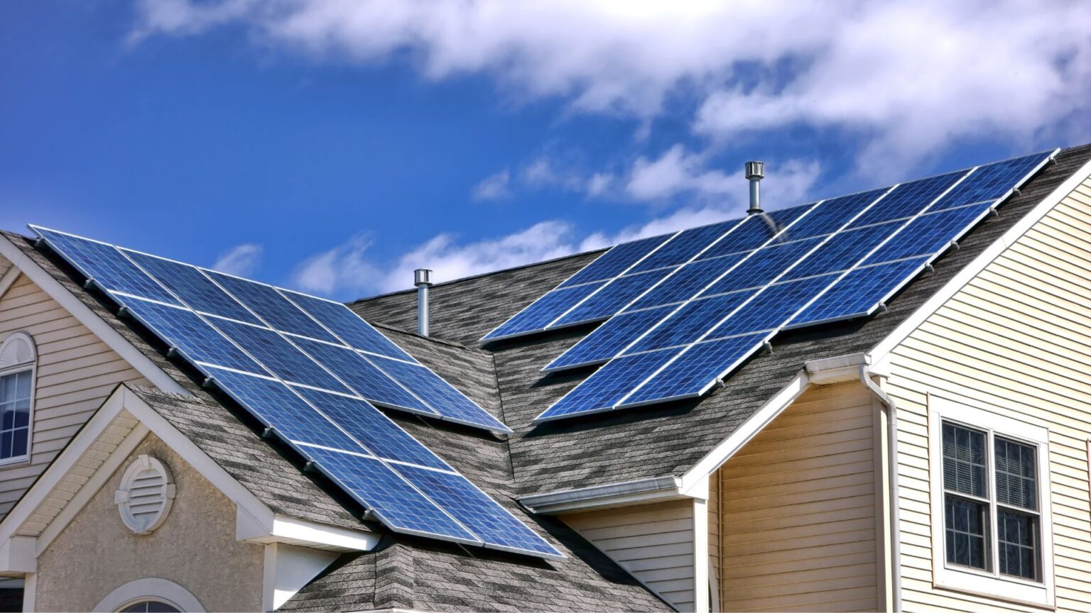 Home with solar panels