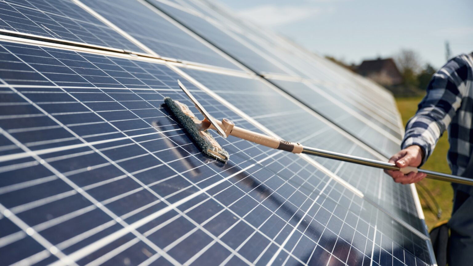 image of cleaning a solar panel