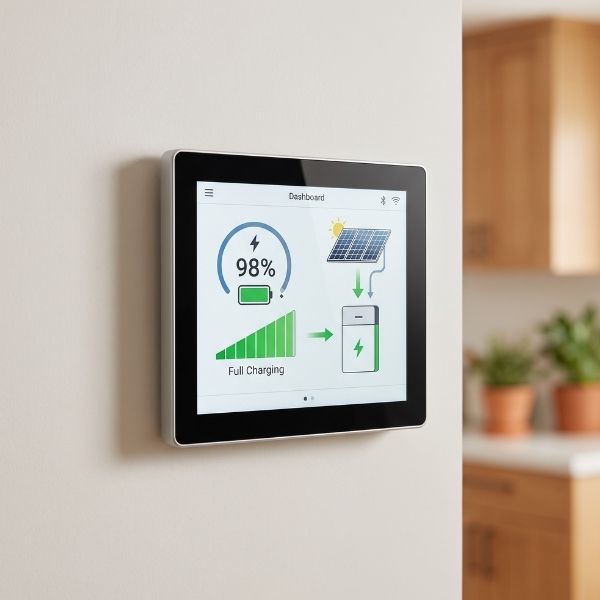 Digital display showing energy savings generated from residential solar energy.
